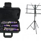 B Flat PURPLE Clarinet with Zippered Carrying Case+Music Stand