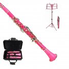 B Flat PINK Clarinet with Zippered Carrying Case+Music Stand
