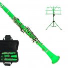 MERANO B Flat GREEN Clarinet with Zippered Carrying Case+Green Music Stand