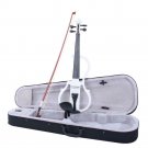 New 4/4 Size White  Electric Silent Violin Set