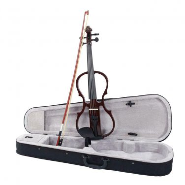New 4/4 Size Brown  Electric Silent Violin Set