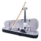 New 4/4 Size White  Electric Silent Violin Set