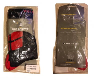 PERFORMANCE ATHLETIC CREW SOCKS WITH CUSHION - Red / Black,Size S