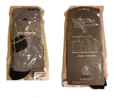 PERFORMANCE ATHLETIC CREW SOCKS WITH CUSHION - Grey / Black,Size S