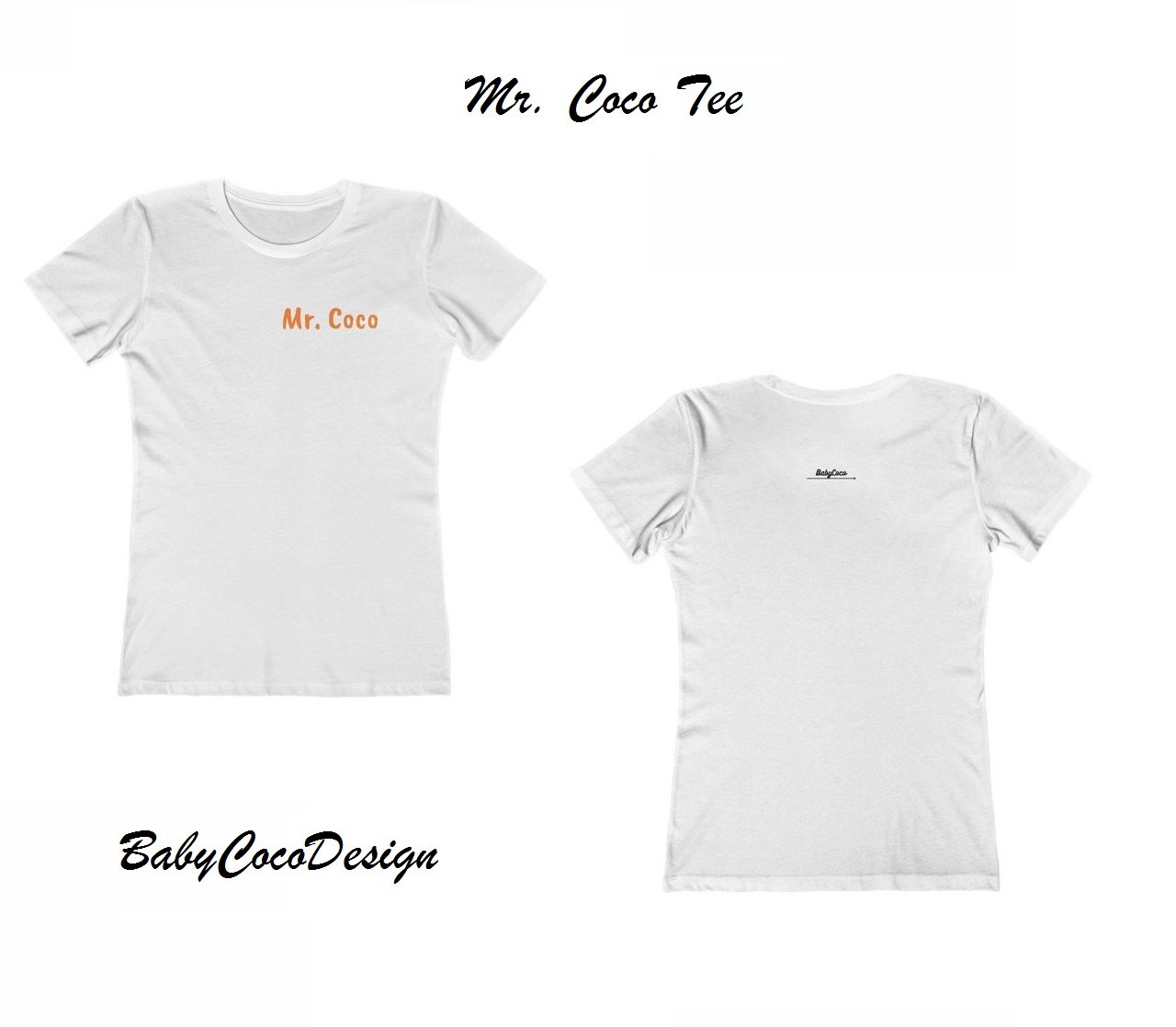 BabyCocoDesign Mr. Coco Tee Shirt - White / Orange, Size S