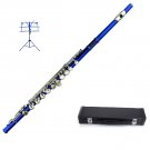 BLUE FLUTE WITH CASE, MUSIC STAND