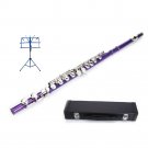 PURPLE FLUTE WITH CASE, MUSIC STAND