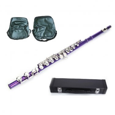 PURPLE FLUTE WITH CASE, MUSIC SHEET BAG