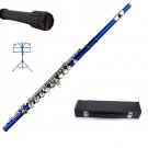BLUE FLUTE WITH CASE, MUSIC STAND,FLUTE STAND