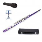 PURPLE FLUTE WITH CASE, MUSIC STAND,FLUTE STAND