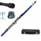 BLUE FLUTE,CASE, MUSIC STAND,FLUTE STAND,BAG