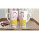New Lovely Sweet Puff Beautiful Ceramic Latte Mug 17oz w/Bunny Fluff Signature Prints-White / Pink