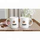 New Lovely Sweet Puff Beautiful Ceramic Mug 11oz w/Baby Teddy Signature Prints- White and Brown
