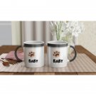 New Lovely Sweet Puff Beautiful Ceramic Mug 11oz w/Baby Teddy Signature Prints- White and Brown