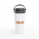 Sweet Puff Beautiful Stainless Steel Travel Mug 15 oz w/CoCoCho Signatural Prints-White and Brown