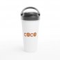 Sweet Puff Beautiful Stainless Steel Travel Mug 15 oz w/CoCoCho Signatural Prints-White and Brown