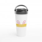 Sweet Puff Beautiful Stainless Steel Travel Mug 15 oz w/Bunny Fluff  Signatural Prints-White / Pink