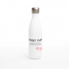 Lovely Sweet Puff Beautiful Water Bottle 17 oz Stainless Steel w/ Animal Prints-White and Pink
