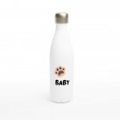 Lovely Sweet Puff Beautiful Water Bottle 17 oz Stainless Steel w/Baby Teddy Prints-White and Brown