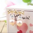 Beautiful Elegant Style Bowknot Round Bead Earrings