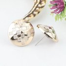 Plaid Round Earrings Gold