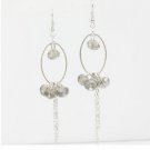 Crystal Chain Drooping Earrings Light Grey