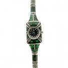 Sterling Silver With Green Aventurine and marcasite Women's watch