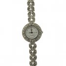Stunning ladies white cz with marcasite sterling watch