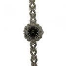 Lovely white cz with marcasite sterling silver ladies watch