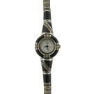 Sterling silver with natural black onyx and marcasite watch
