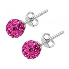 9mm Sterling Silver Pink Swarovski Crystal Stud Earrings