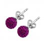 9mm Sterling Silver Purplish Pink Swarovski Crystal Stud Earrings