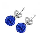 9mm Sterling Silver Dark Blue Swarovski Crystal Stud Earrings