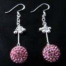 Pink Swarovski Preciosa Crystal Silver Earring