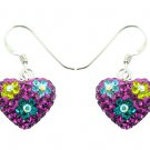 Purple Hearts Swarovski Preciosa Crystal Silver Earring