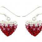 Red Frost Heart Swarovski Preciosa Crystal Silver Earring