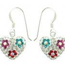 White Hearts Swarovski Preciosa Crystal Silver Earring
