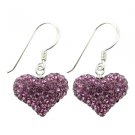 Purple Hearts Swarovski Preciosa Crystal Silver Earring