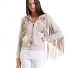 DOLCE & GABANNA FRINGE SWEATSHIRT JACKET WITH HOOD SIZE SMALL NWT 495.+