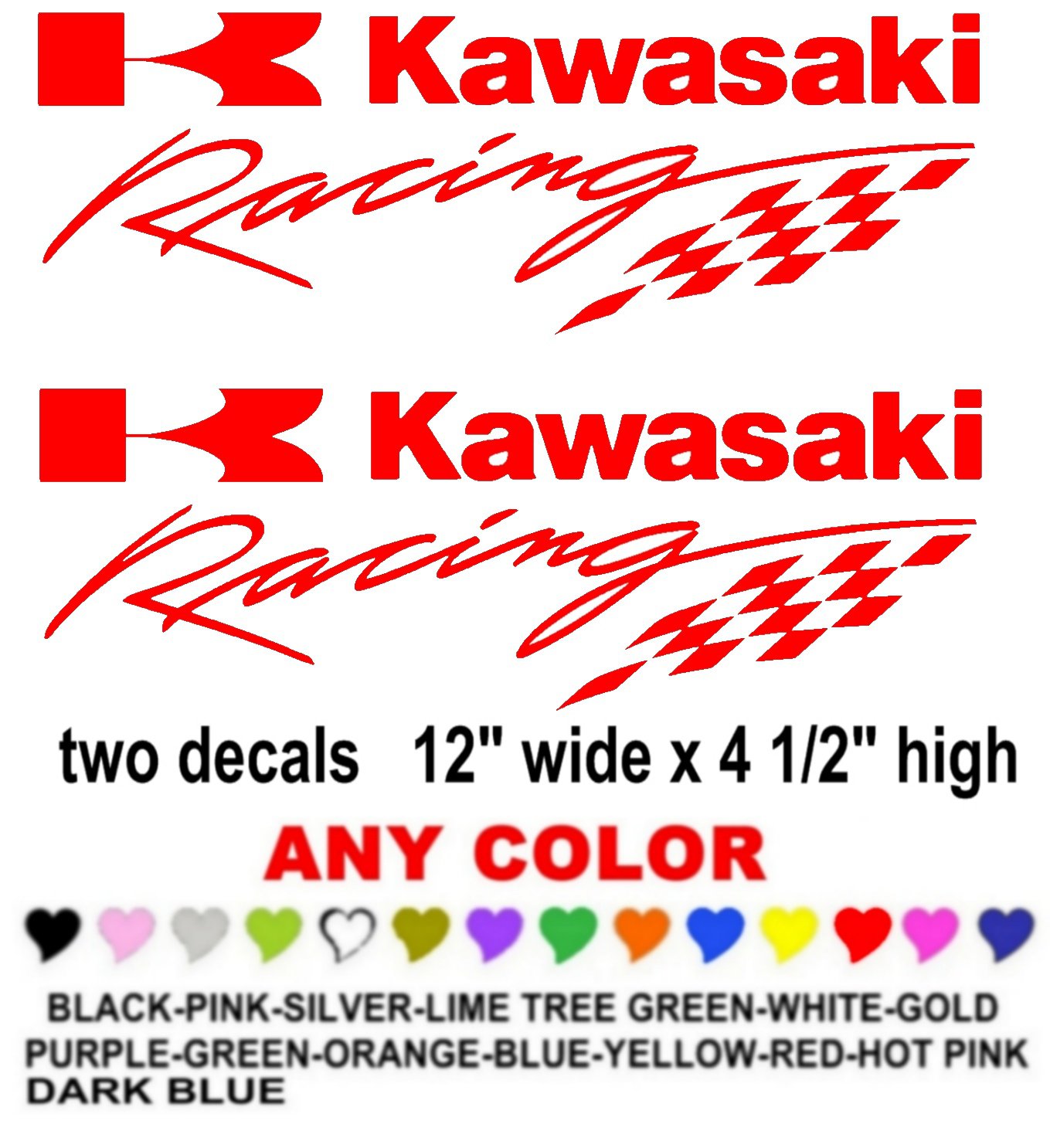 KAWASAKI RACING STICKER DECALS RACE MOTORCYCLE QUAD 4X4