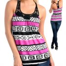 Ladies Top (Magenta & Black)