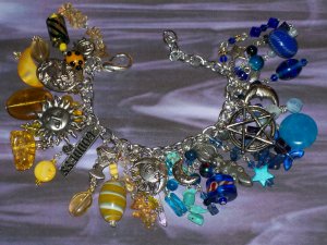 Wicca Goddess Day and Night Charm Bracelet Large