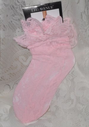 Sheer Lace Anklet Socks Pink Leg Avenue