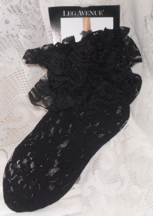 Sheer Lace Anklet Socks Black Leg Avenue