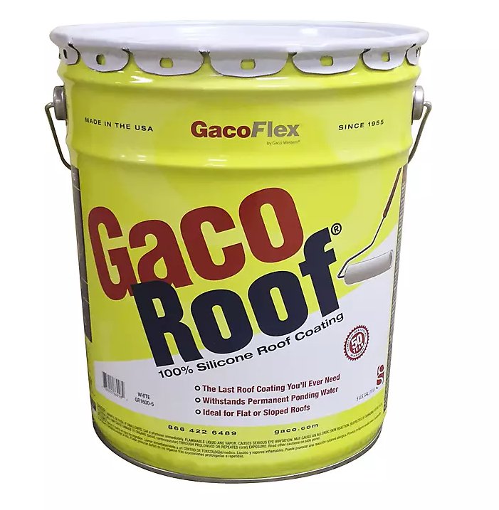 5 Gal Gaco GR1600-5 White GacoRoof Silicone Roof Coating