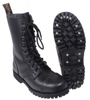 Combat Boots w/Steel Toe Cap. 14-Hole Black Size UK 5