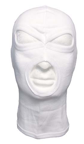 Ski Mask Balaclava. White 3x Hole Ski Mask, Cotton
