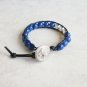 Lapis and Silver Beaded Leather Wrap Bracelet