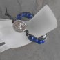 Lapis and Silver Beaded Leather Wrap Bracelet