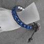 Lapis and Silver Beaded Leather Wrap Bracelet
